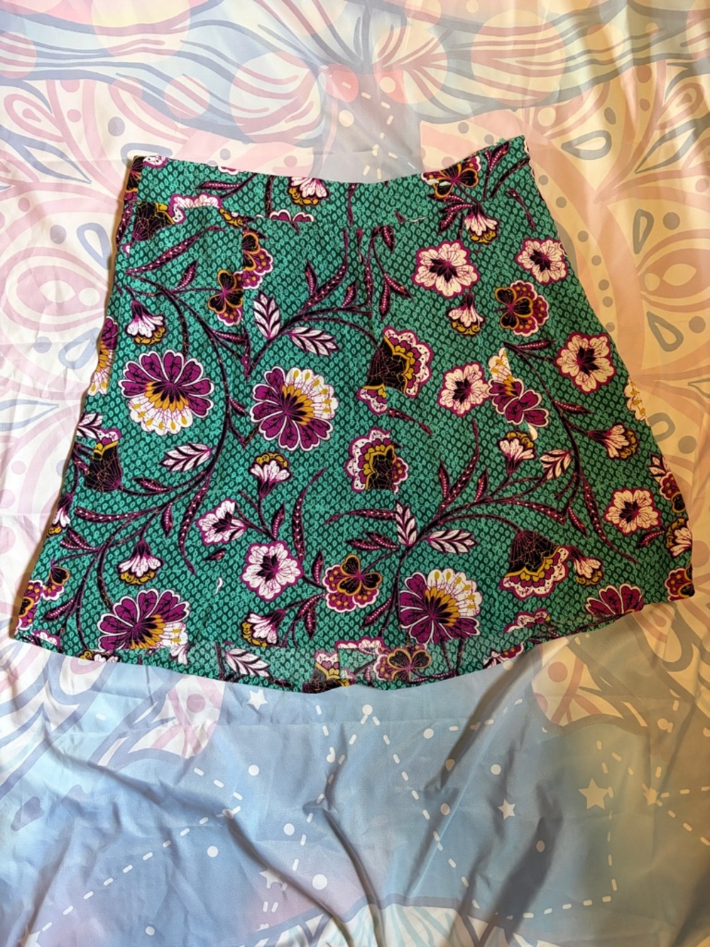 The Loft Floral Green A-Line Skirt
